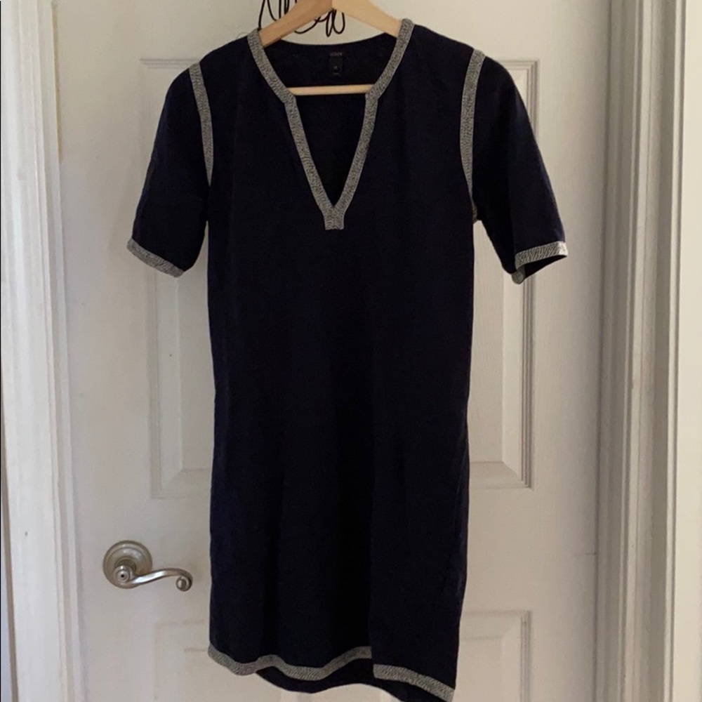 J Crew Navy Blue Embroidered Dress